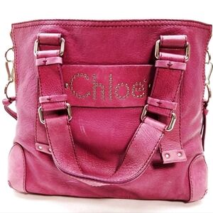 Chloe Hand Bag Purple Leather